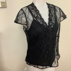 Black Lace Sexy Blouse MEDIUM